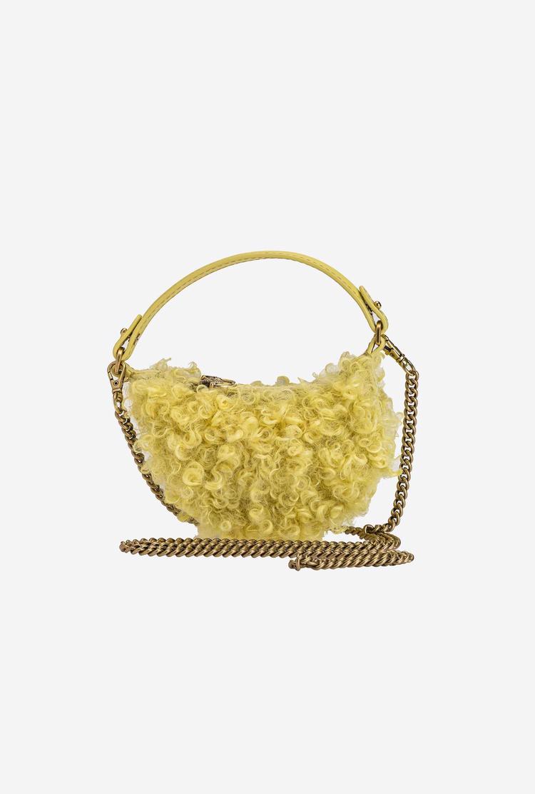 Women's Pinko Micro Long Half Moon Bag Eco Sheepskin Mini Bag Yellow Gold | Australia-23815799