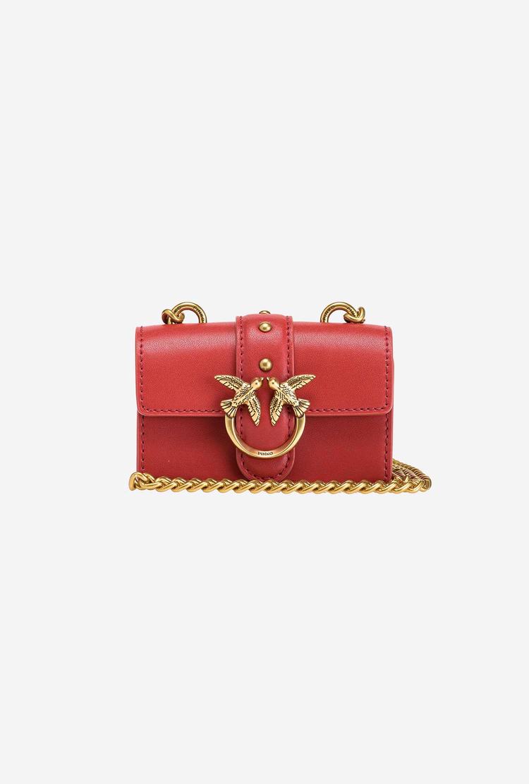 Women's Pinko Micro Love Bag Icon Simply Mini Bag Red Gold | Australia-21587499