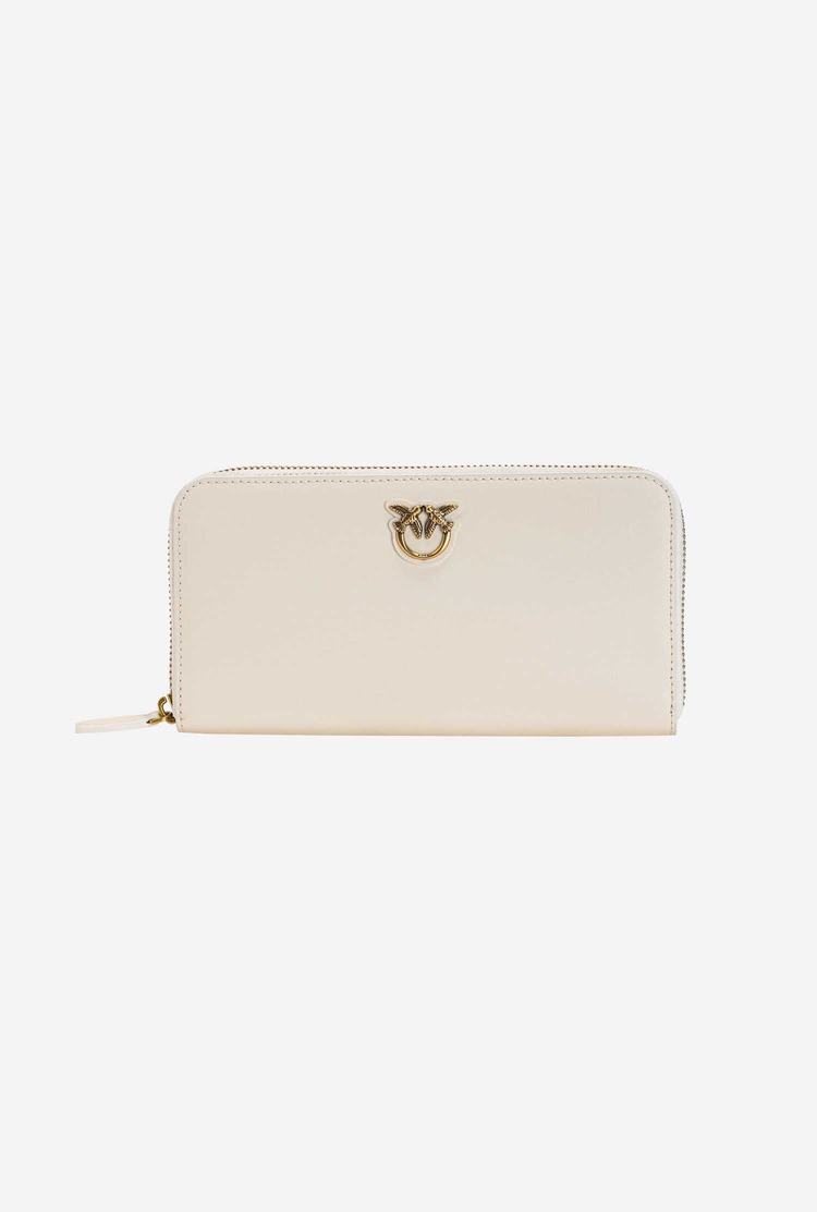 Women's Pinko Zip-around Leather Wallets White Gold | Australia-59683709